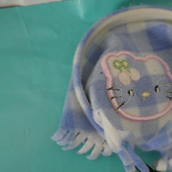 RARE HELLO KITTY Plastic Headband With Check Fleece And Black Braided Tassels - Picture 9 of 13